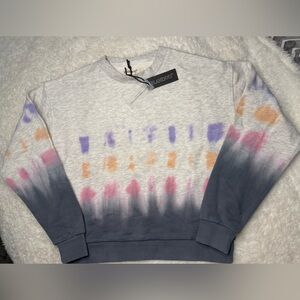 Blank NYC Gray and Multicolor Crew Neck Sweater